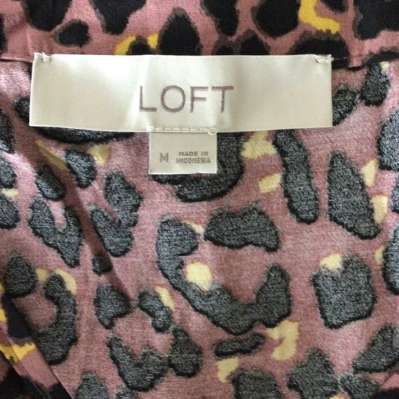 LOFT Animal Print Long Sleeve Dress - Size Medium - Picture 6 of 8